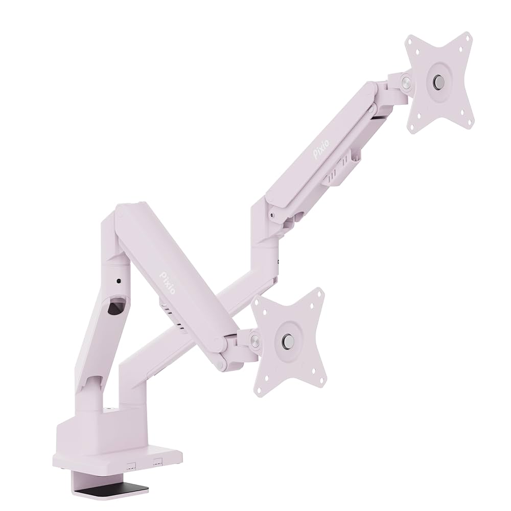 Pixio PS1D Wave Pastel Pink モニターアーム デュアル Amazon.com: Pixio PS1D Wave Pink Dual Monitor Arm Stand Desk